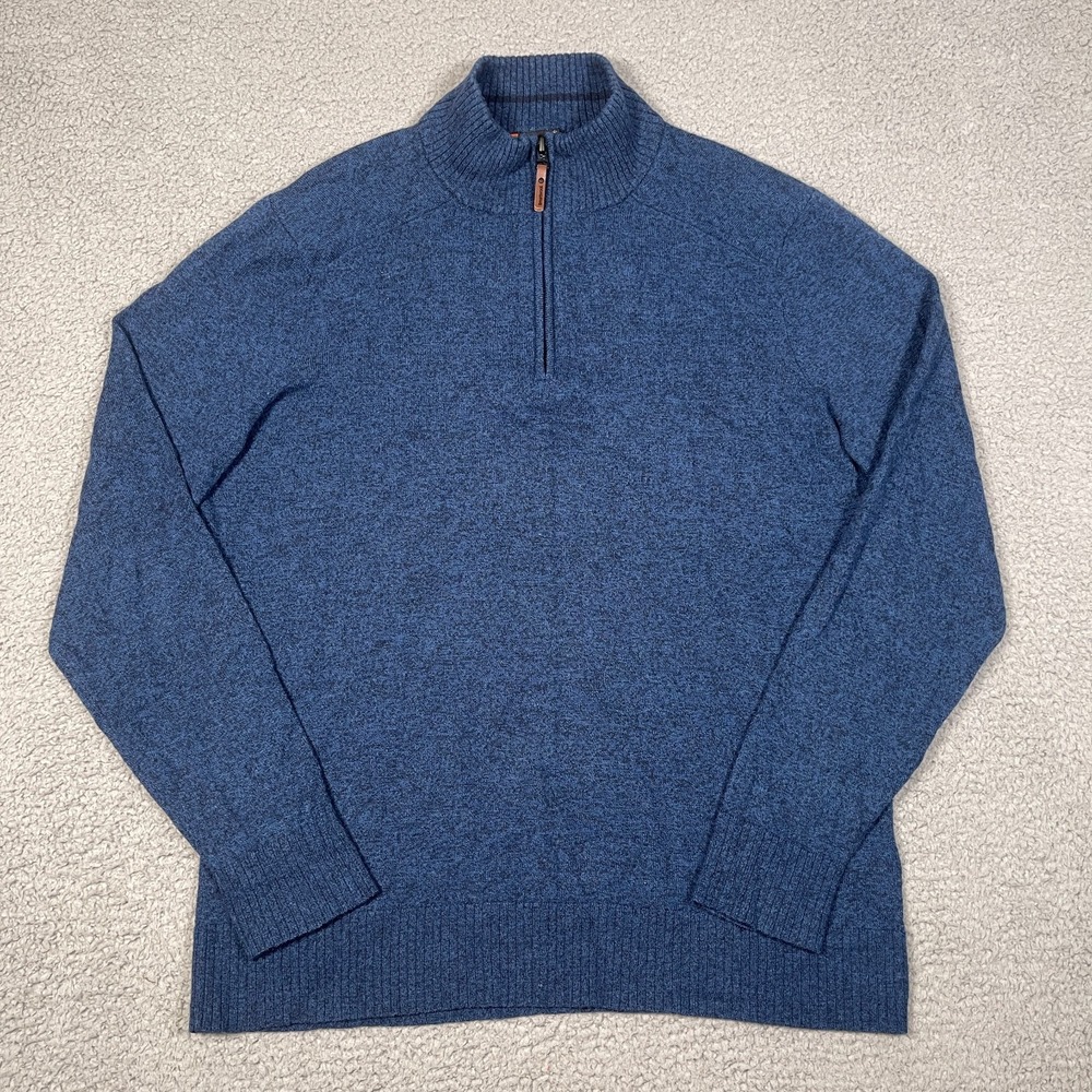 Smartwool Merino 1/4 Zip Sweater Mens M Blue Sparwood Alpine Heather Midlayer